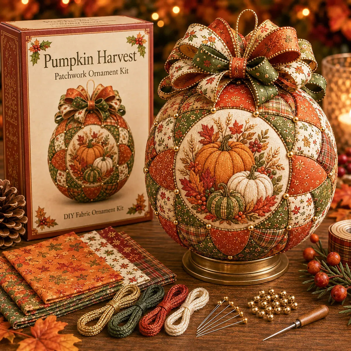 🔥LAST DAY 50% OFF -🍂 Autumn Thanksgiving Classics Patchwork Ornament DIY Kit