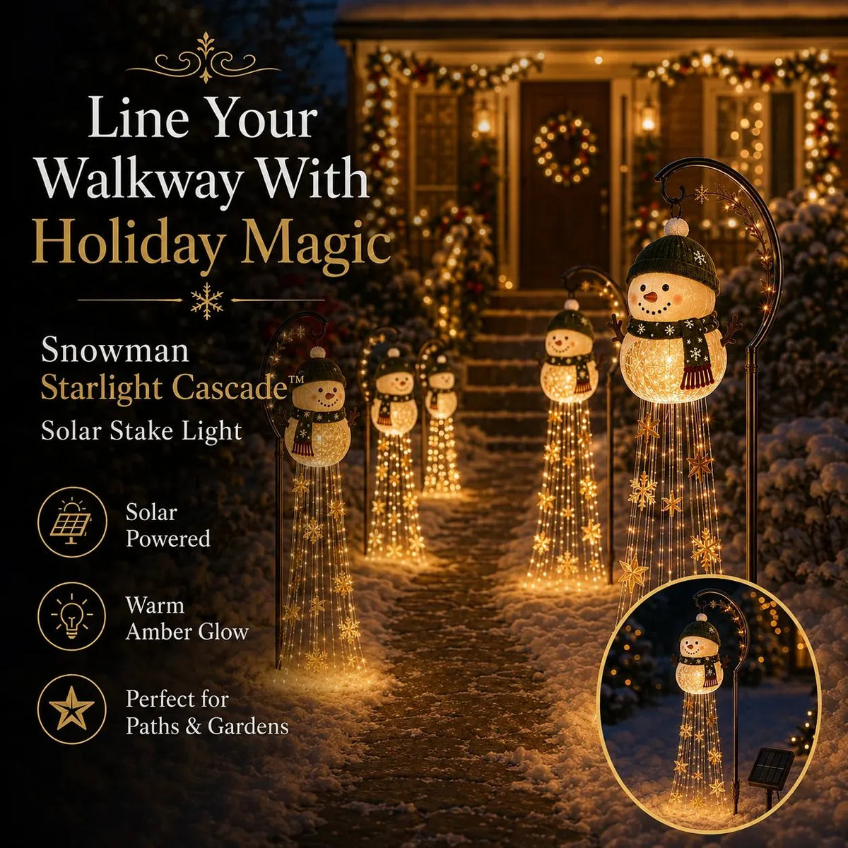 🔥Buy 2 Get 20% OFF🔥☃️ Snowman Sparkle CascadeTM Solar Garden Light