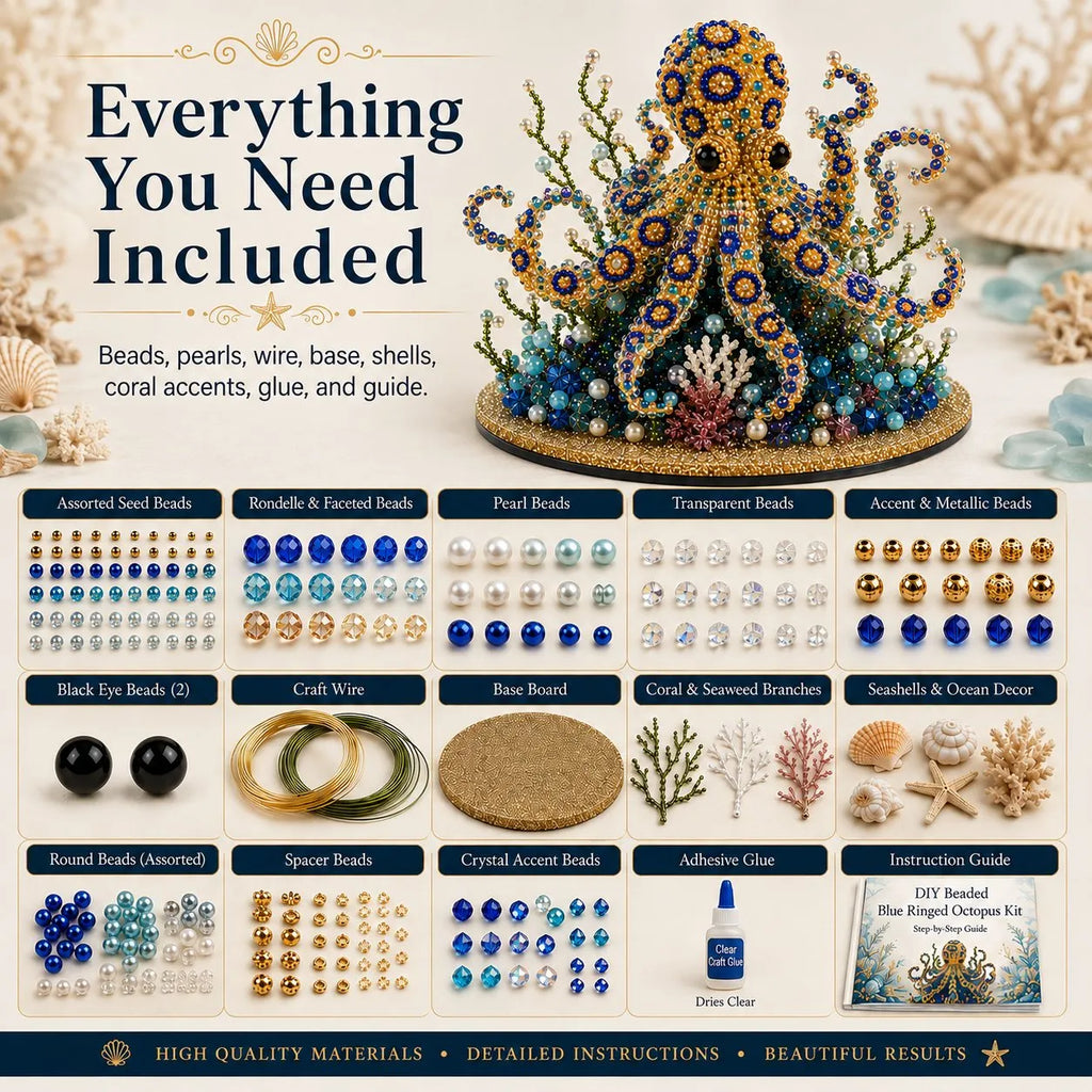 🔥 LAST DAY 49% OFF – 🌊 Ocean Sparkle Animal Craft Kit | Create a Dimensional Underwater Centerpiece with Colorful Beads, Pearls & Coastal Details 🐚✨