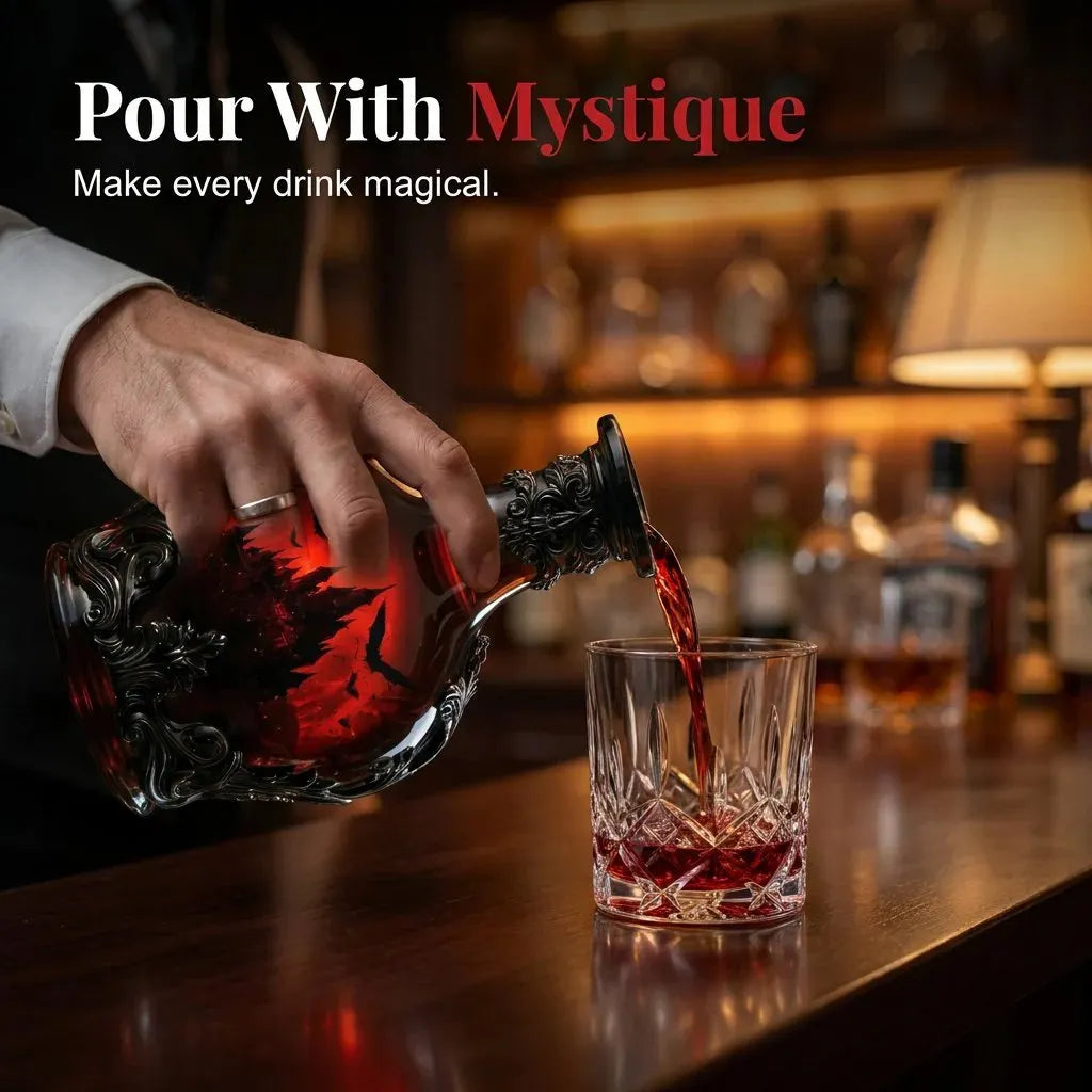 🔥Halloween Magic Potion-Style Whiskey Bottle – Gothic Vampire Elixir Decanter