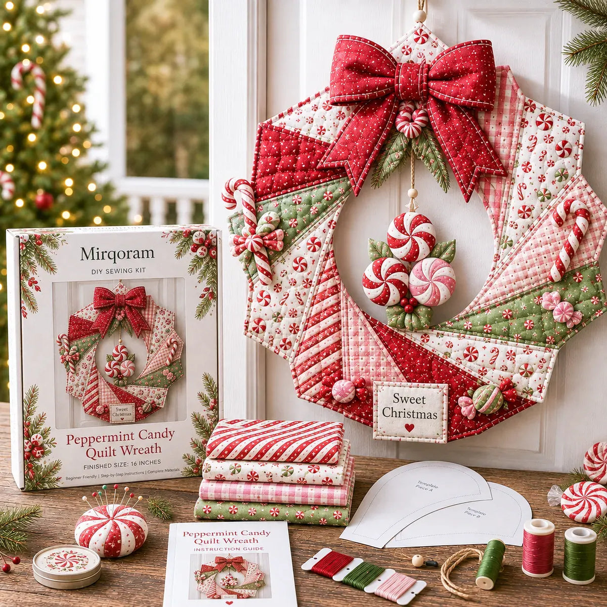 ⏳ Last Day 49% OFF – 🎄Beginner-Friendly DIY Christmas Fabric Wreath Kit Collection | Complete Kit with Coordinated Fabrics, Wreath Materials & Step-by-Step Guide Included 💕