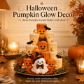 Halloween Resin Pumpkin Candle Holder Ornament with Ghost Decoration