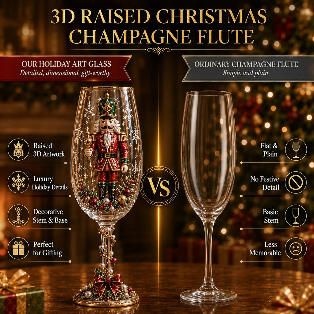 🎁🎭 Nutcracker-Inspired Christmas Collector Champagne Glass Set