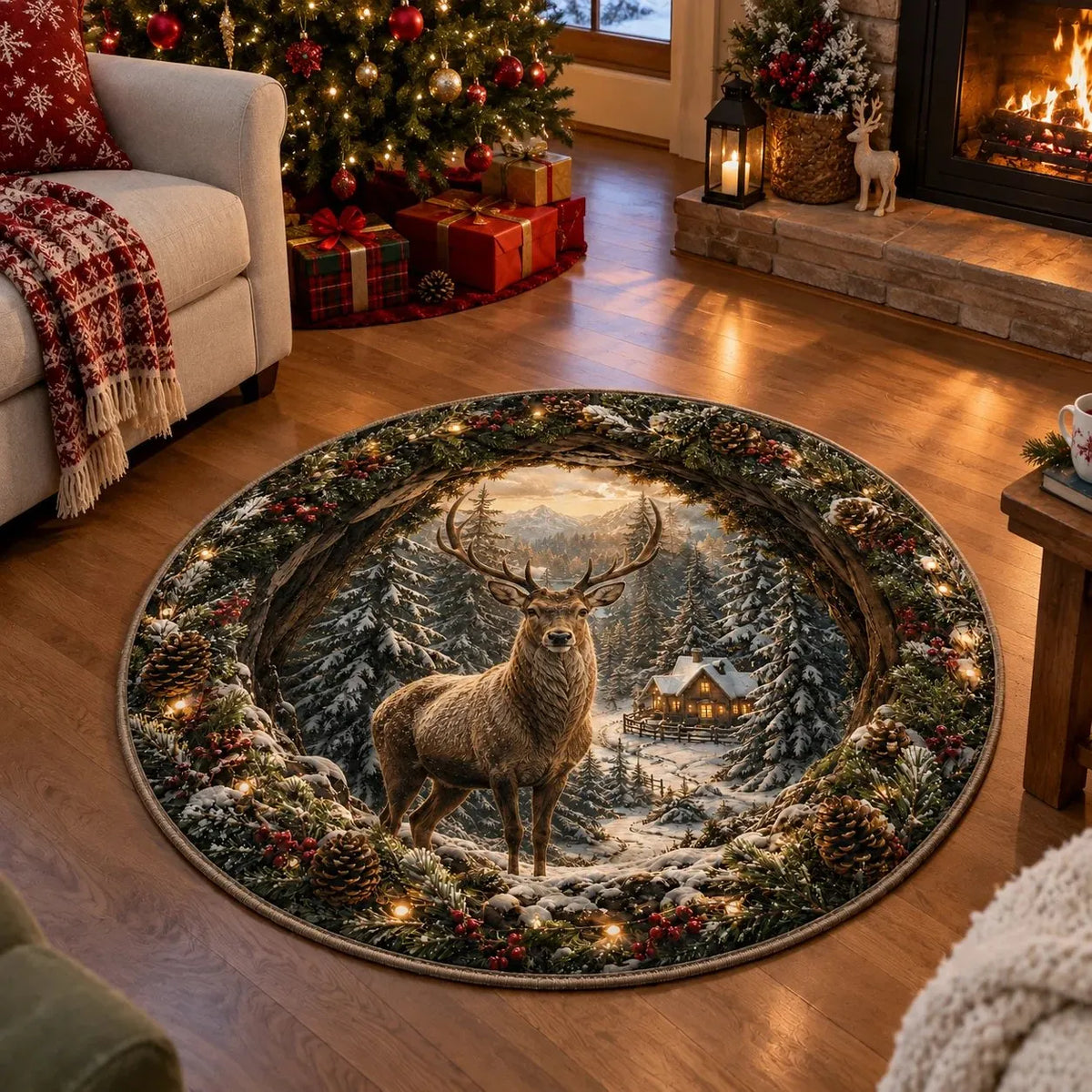 🎄 3D Illusion Christmas Rug – Magical Christmas Portal Floor Decoration
