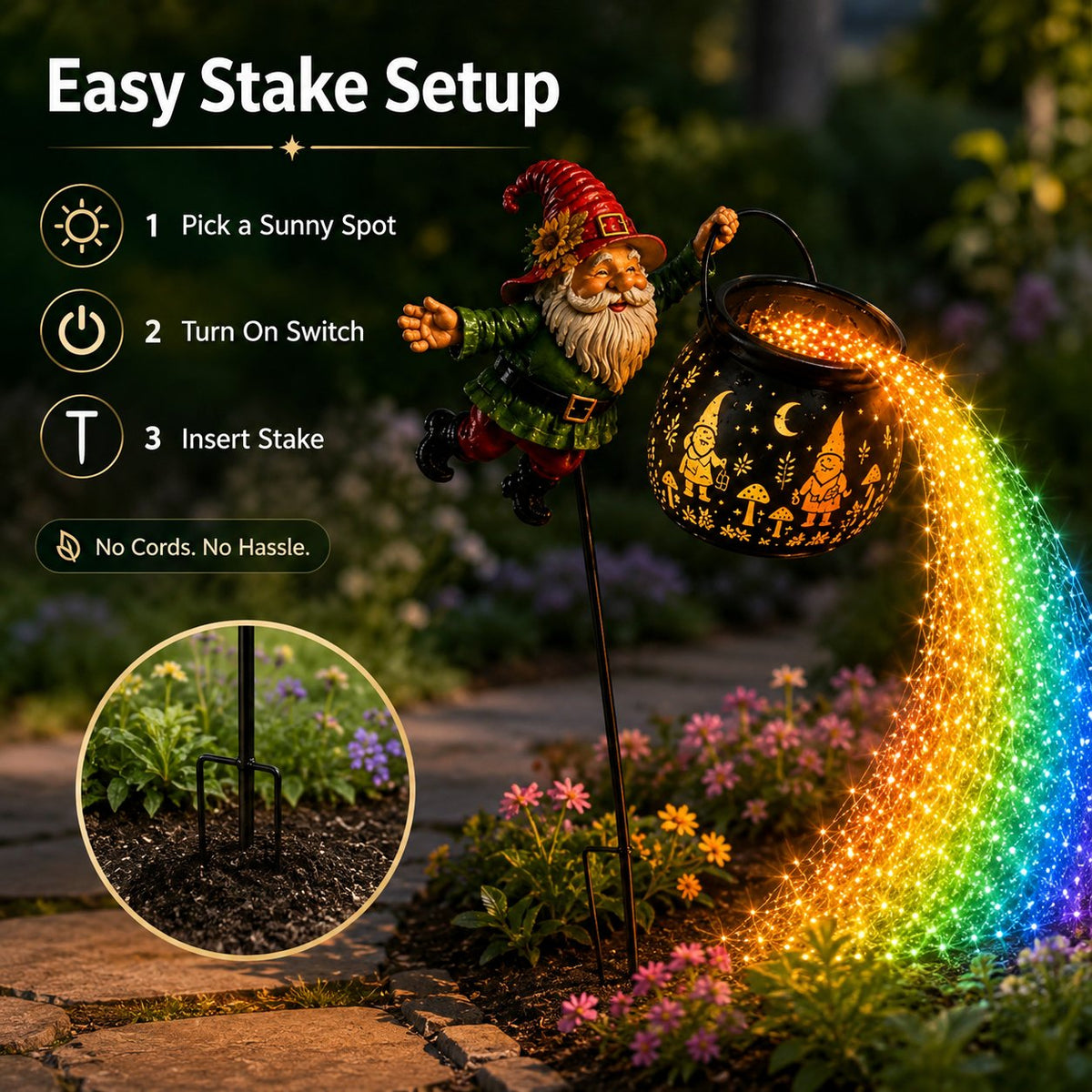 🎁 Today Only: 50% OFF 🌈  Gnome Cauldron Solar Garden Light – Spooky Neon Glow 🧙‍♂️