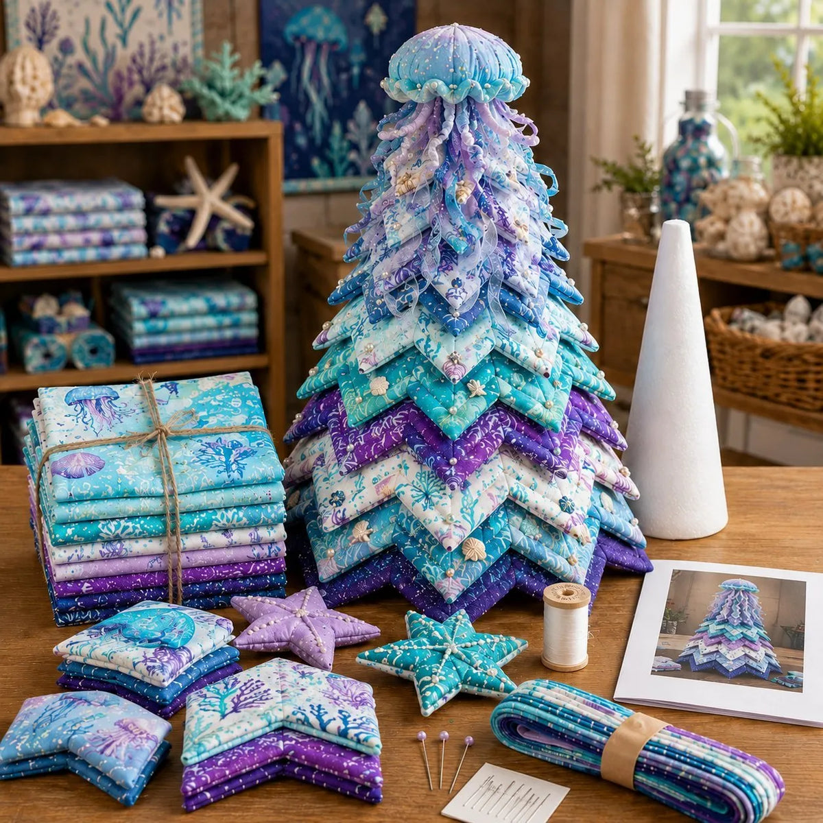🔥 Last Day: 49% Off – 🌊 "Ocean Dream" Layered Fabric Tree DIY Kit | Create a freestanding coastal-style centerpiece featuring coordinated fabrics and an ocean-themed topper 🐚✨