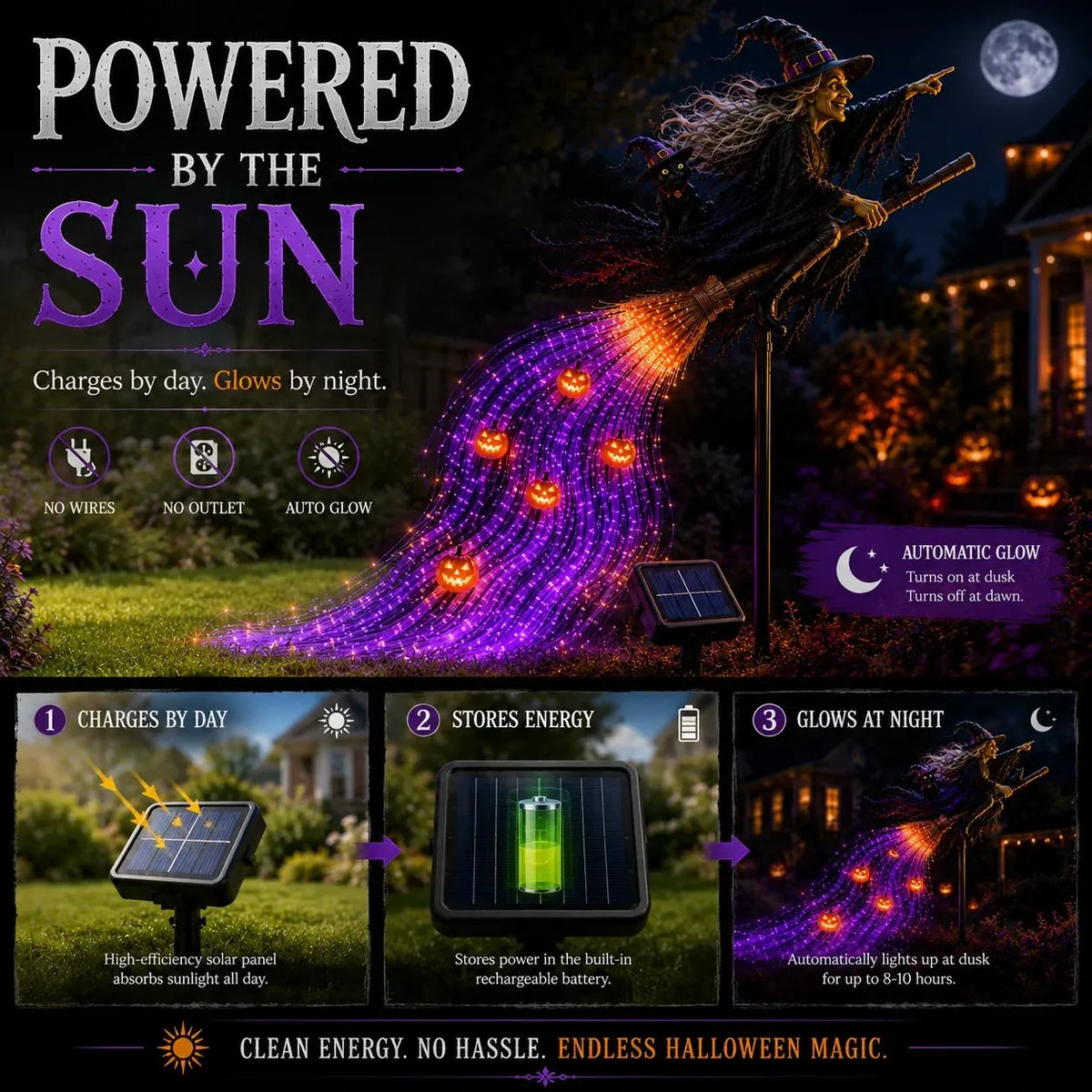 🔥Buy 2 Get 20% OFF🔥🎃 HALLOWEEN MAGIC SALE  49% OFF - Witch’s Magic Trail ✨ Solar Fiber Optic Yard Light