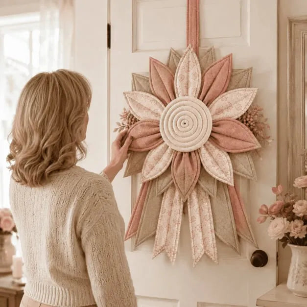 🔥Last Day 50% OFF ✨Quilted Fabric Flower Door Hanger