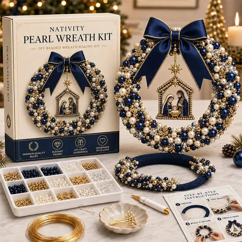 🎄✨ DIY Christmas Pearl Wreath Kit – Handmade Beaded Holiday Door Décor 💎🎀