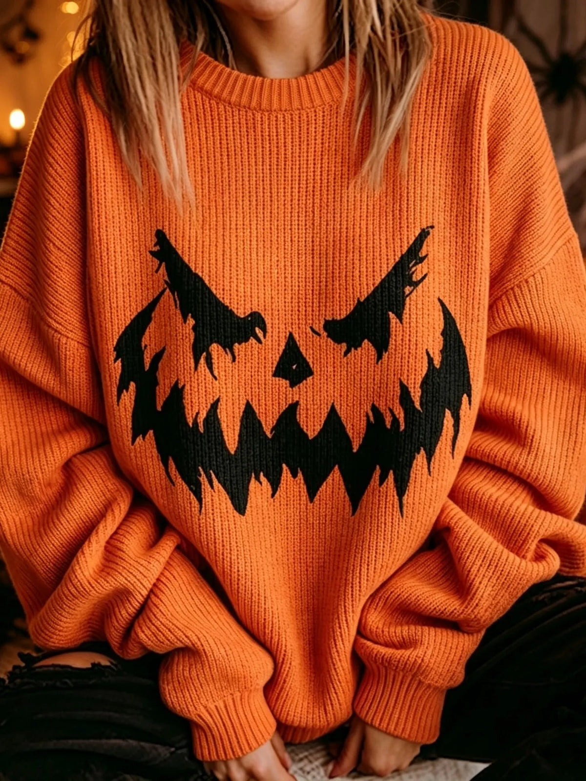 Women's Retro Halloween-themed Printed Sweater