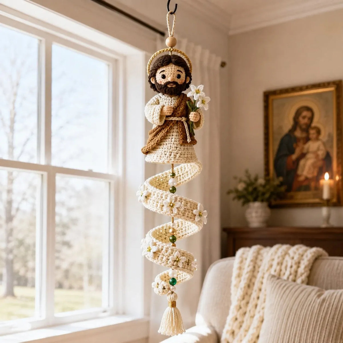 🔥Last Day 49% OFF - 🙏🧵DIY Crochet Blessed Mother Spiral Hanging Ornament Kit