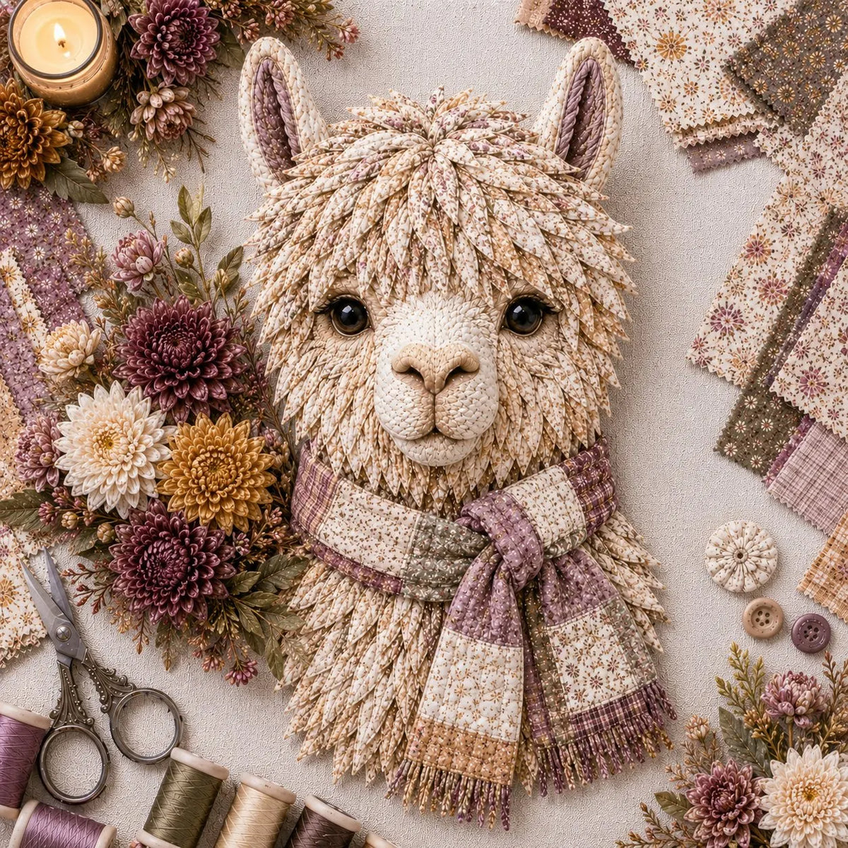 ⏳ Last Day 49% OFF – 🦙 Beginner-Friendly Autumn Alpaca DIY Wall Hanging Kit | Complete Kit with Pre-Cut Fabrics, Stitching Supplies & Step-by-Step Guide Included 🍂💕