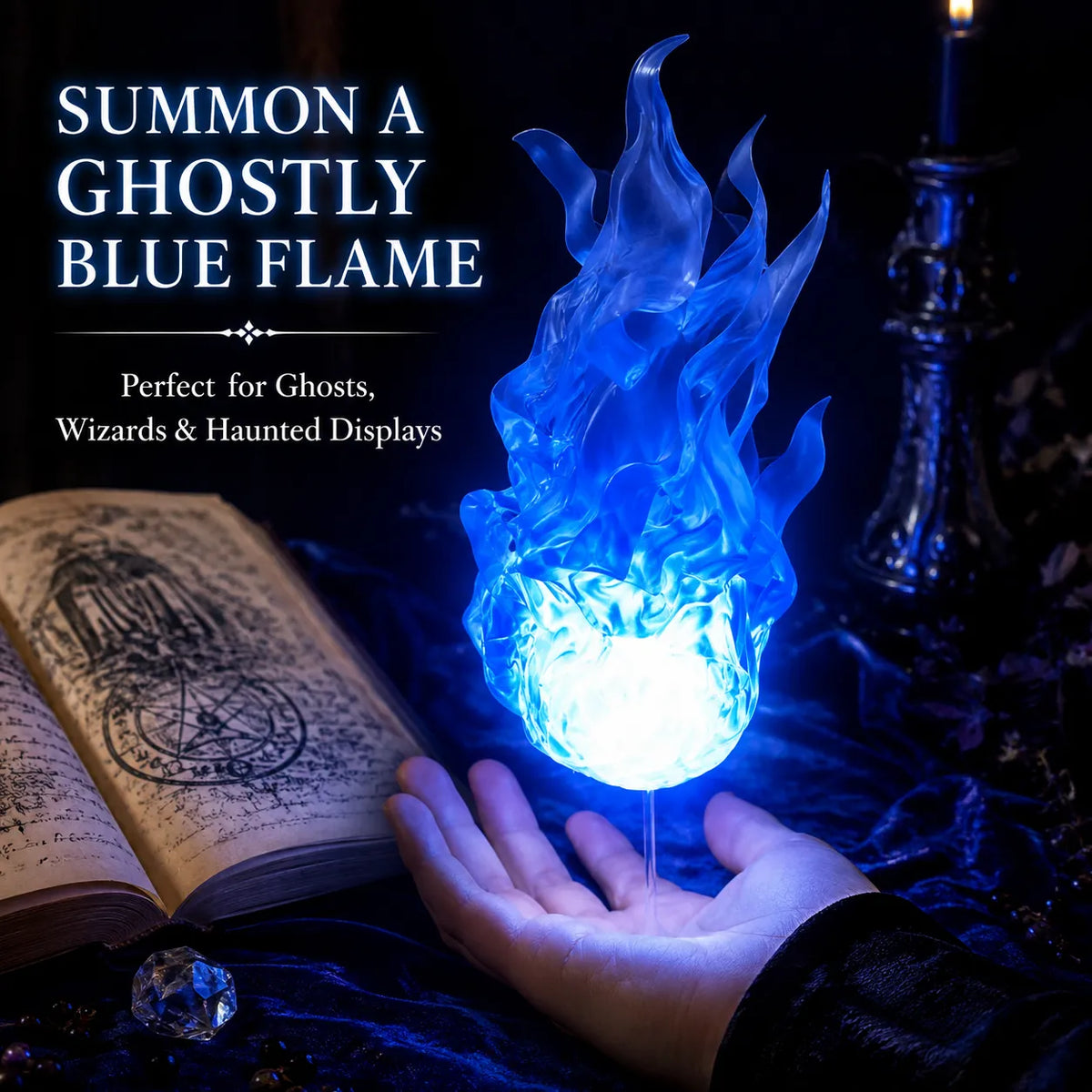 🔥 Floating Magic Fireball LED Light Prop, 4 Colors Fake Flame Illusion Halloween Cosplay Photo Decor