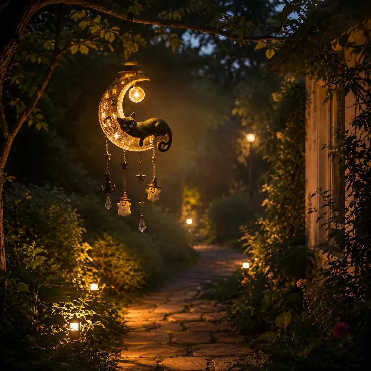 🔥HOT SALE🔥🌙 Every Breeze Carries a Little Halloween Magic——Solar Hanging Lantern for Outdoor Halloween Décor