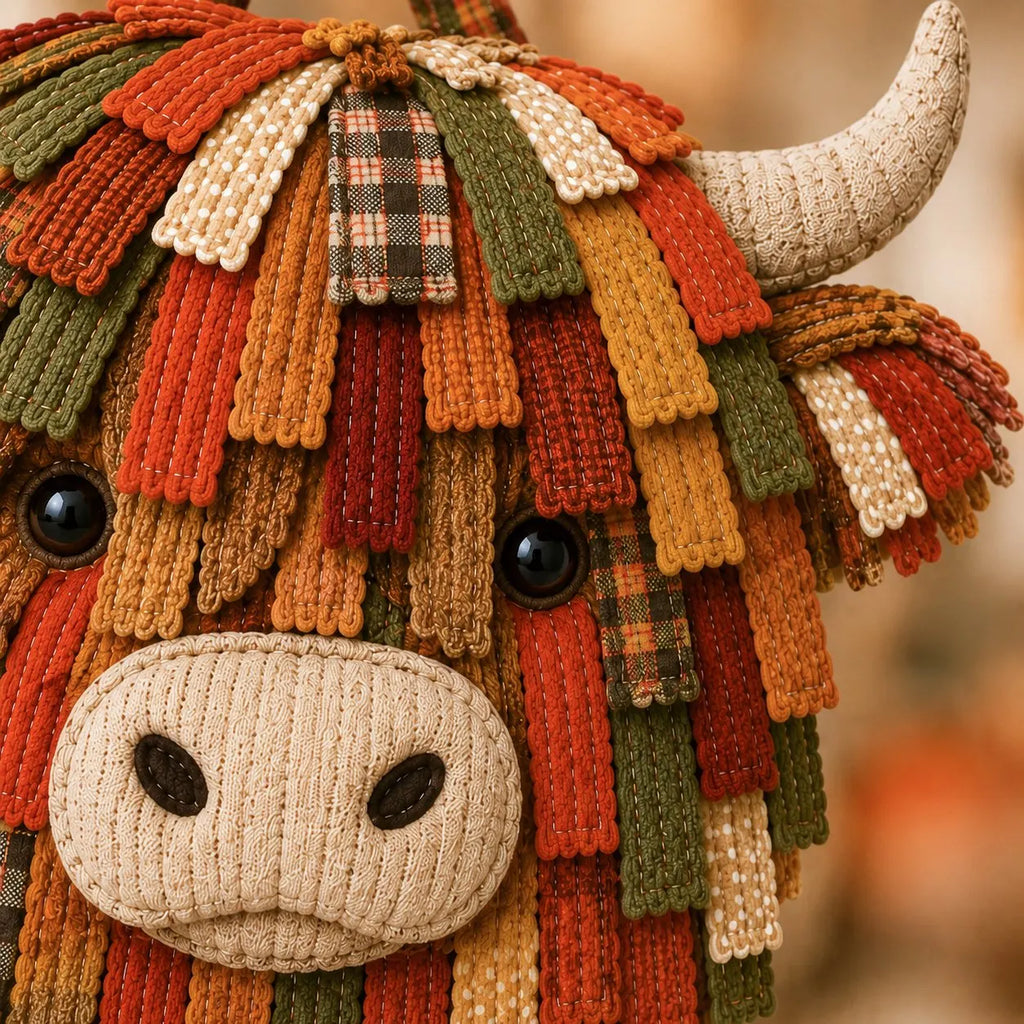 Autumn Highland Cow Pumpkin 3D Fabric Diy Kit