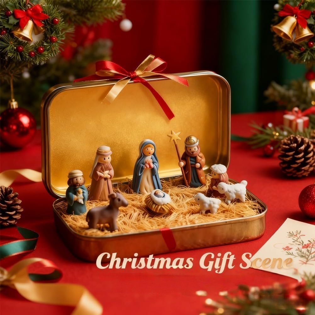 🔥Last Day 49% Off🎁Mini Nativity Set in a Tin Box