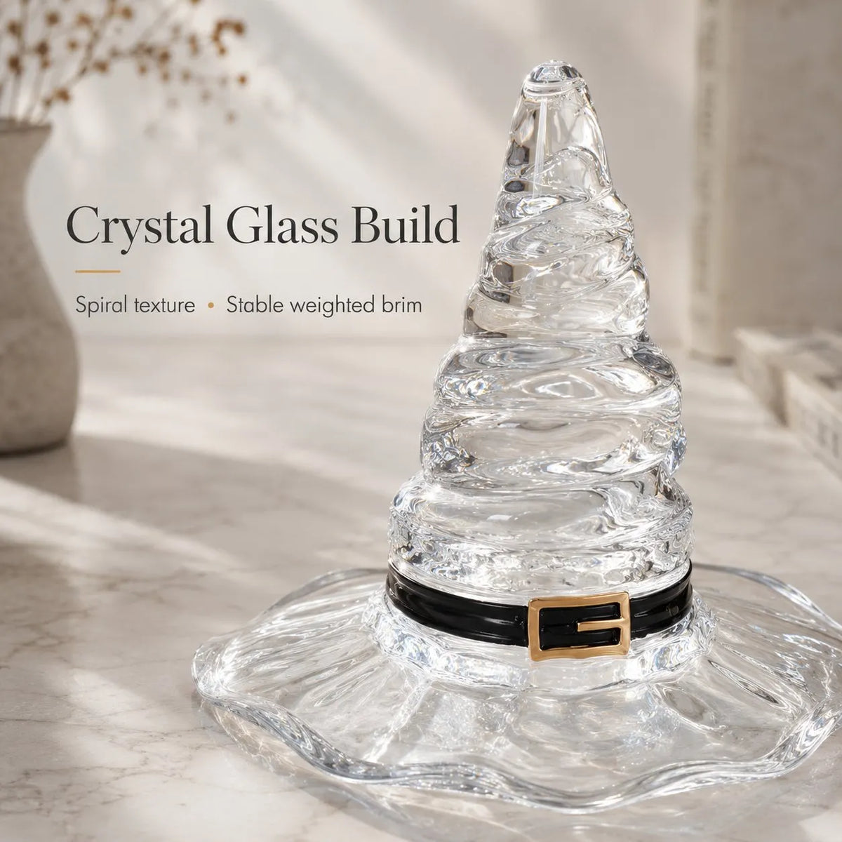 🔮 Ethereal Mouth-Blown Crystal Glass Witch Hat