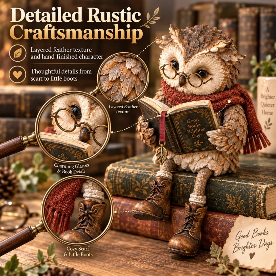 🎄LAST DAY 49% OFF -🦉 Reading Owl Figurine