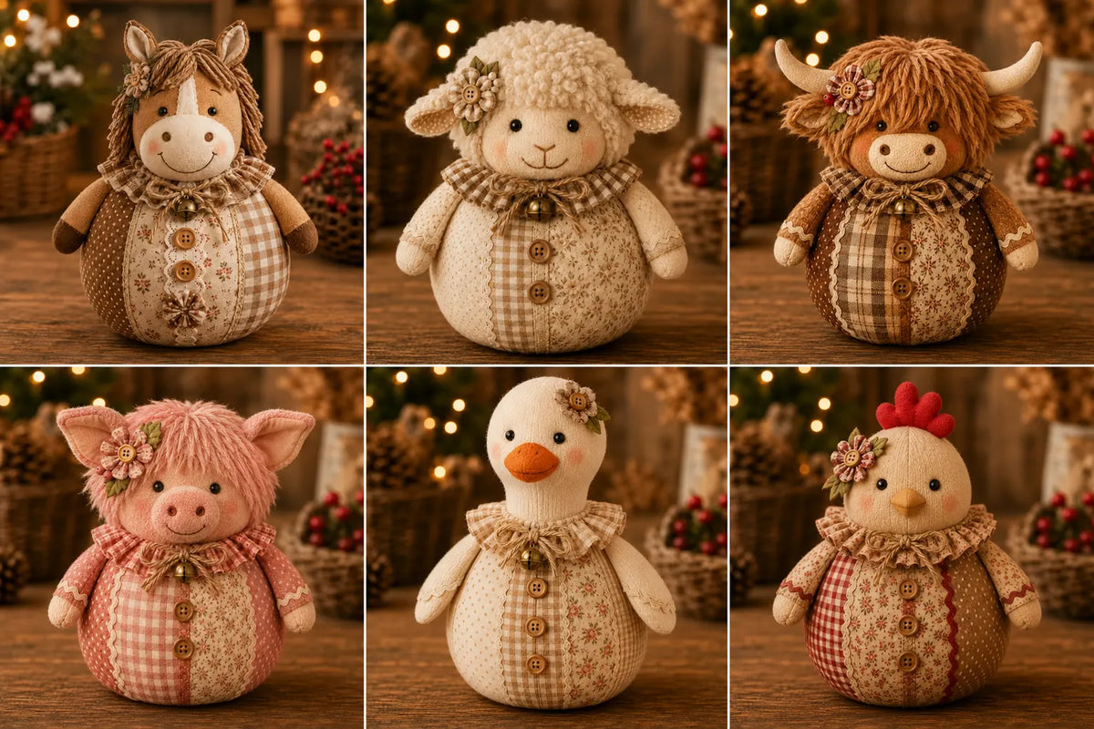 🔥Last Day 49% OFF |🧵Patchwork Fabric Doll DIY Kit — 🐑Farm Animals & 🎃Halloween Collection |🔥BUY 3 GET 1 FREE (Add 4 Pcs To Cart)