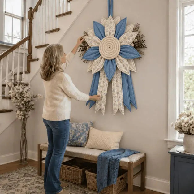 🔥Last Day 50% OFF ✨Quilted Fabric Flower Door Hanger