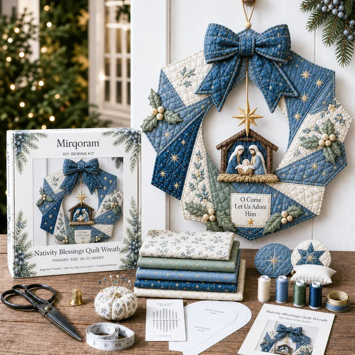 ⏳ Last Day 49% OFF – 🎄Beginner-Friendly DIY Christmas Fabric Wreath Kit Collection | Complete Kit with Coordinated Fabrics, Wreath Materials & Step-by-Step Guide Included 💕