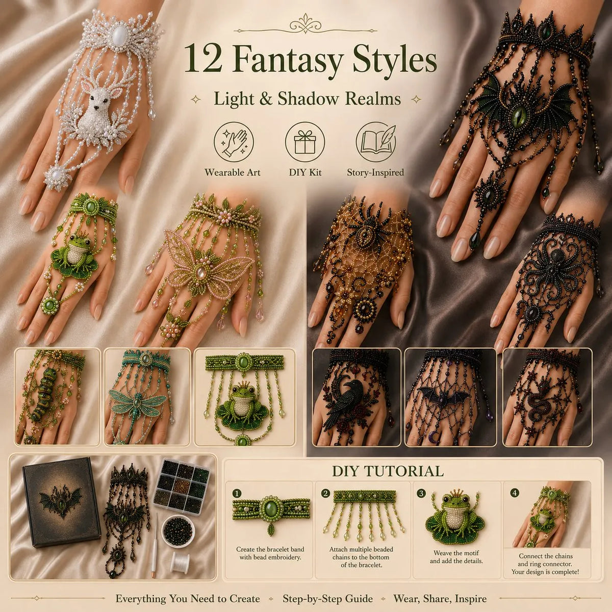 ✨Enchanted Forest DIY Beaded Hand Bracelet Kit,