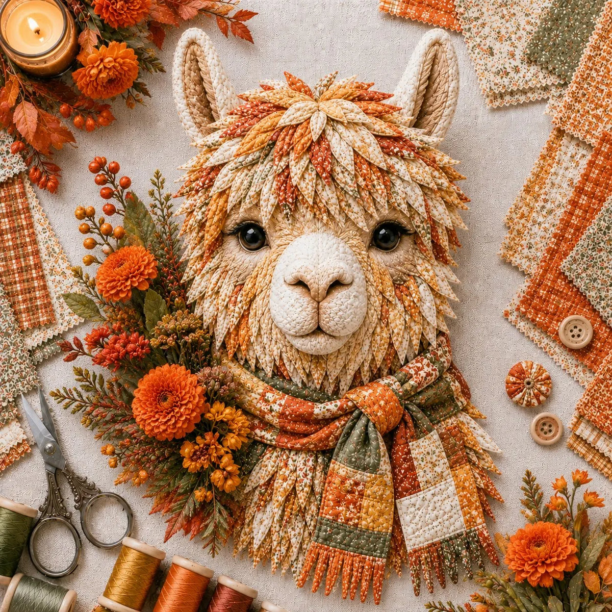 ⏳ Last Day 49% OFF – 🦙 Beginner-Friendly Autumn Alpaca DIY Wall Hanging Kit | Complete Kit with Pre-Cut Fabrics, Stitching Supplies & Step-by-Step Guide Included 🍂💕