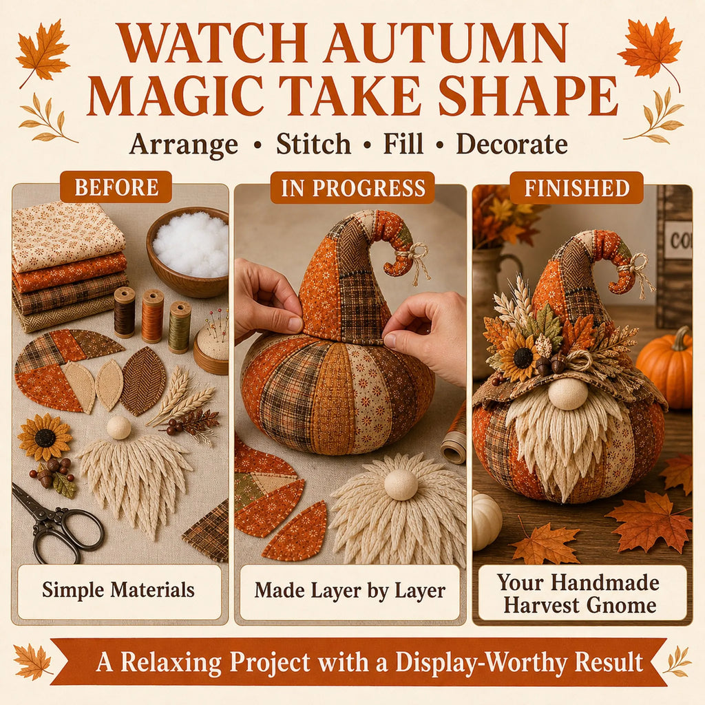 ⏳ Last Day 49% OFF – 🎃 Beginner-Friendly DIY Layered Harvest Pumpkin Patchwork Kit Collection | Complete Kit with All Tools & Step-by-Step Guide Included 💕