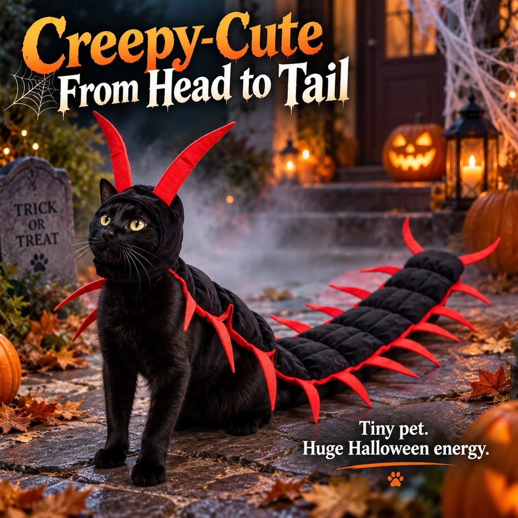 💯🎃 Creepy-Cute Halloween Centipede Pet Costume – 3D Crawling Outfit for Dogs & Cats 🐾