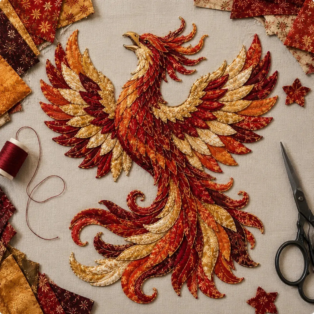 🎉🌙 Beginner-Friendly Mythic Wilds DIY Layered Patchwork Art Kit | Complete Kit with Patterned Fabrics, Sewing Materials & Step-by-Step Guide Included 💕