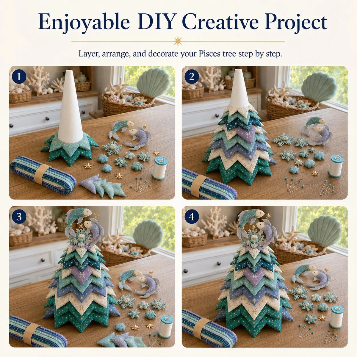 ⏳ Last Day 49% OFF – ♓ Beginner-Friendly DIY Layered Pisces Zodiac Quilted Tree Kit | Complete Kit with All Tools & Step-by-Step Guide Included 💕