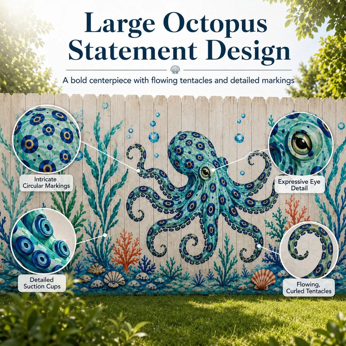 🔥 LAST DAY 49% OFF – 🐙Reusable Ocean Octopus Mural Stencil Set | Bring Plain Walls & Fences to Life with a Bold Underwater Scene 🌊🎨✨