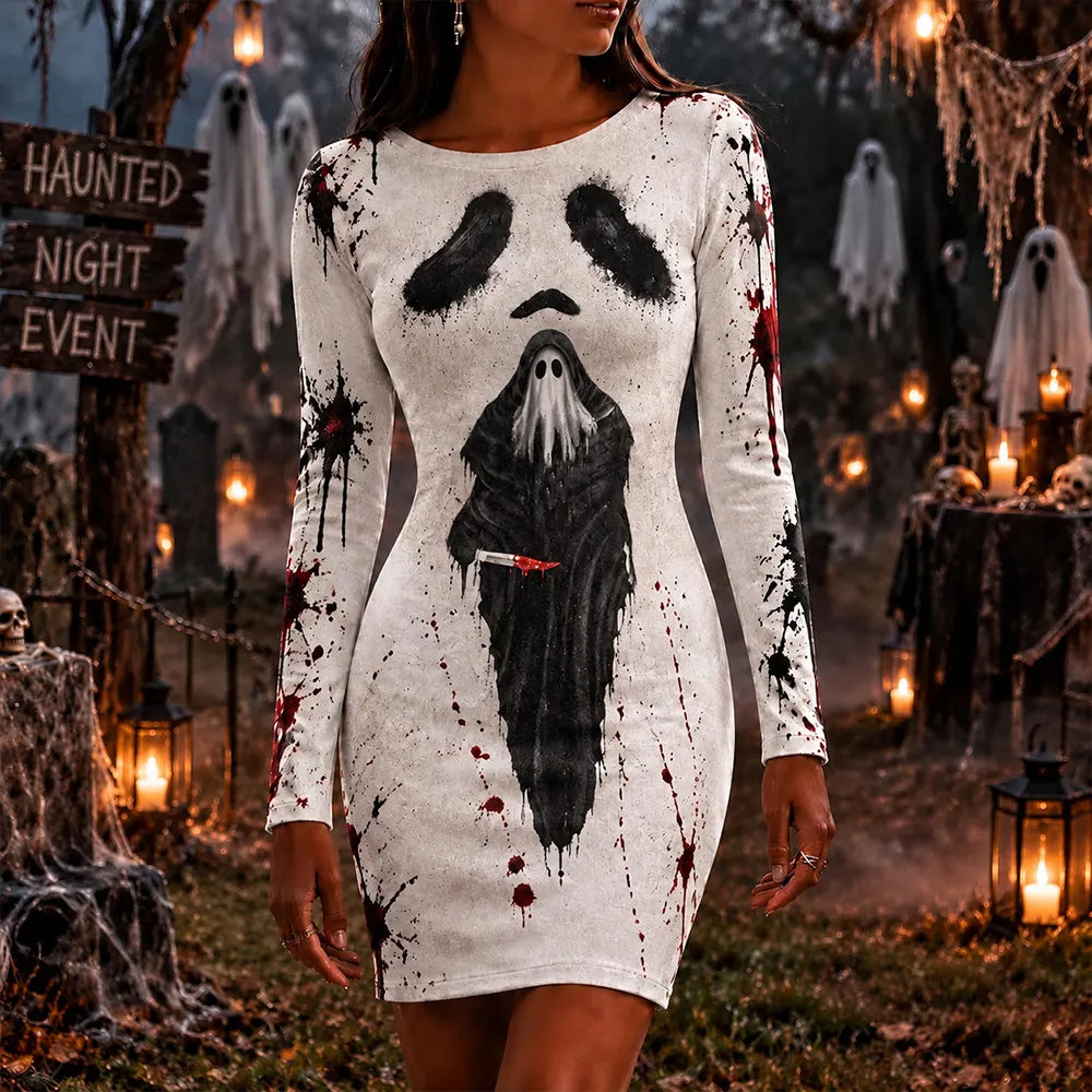 Women's Retro Halloween Final Destination Slim Fit Dress