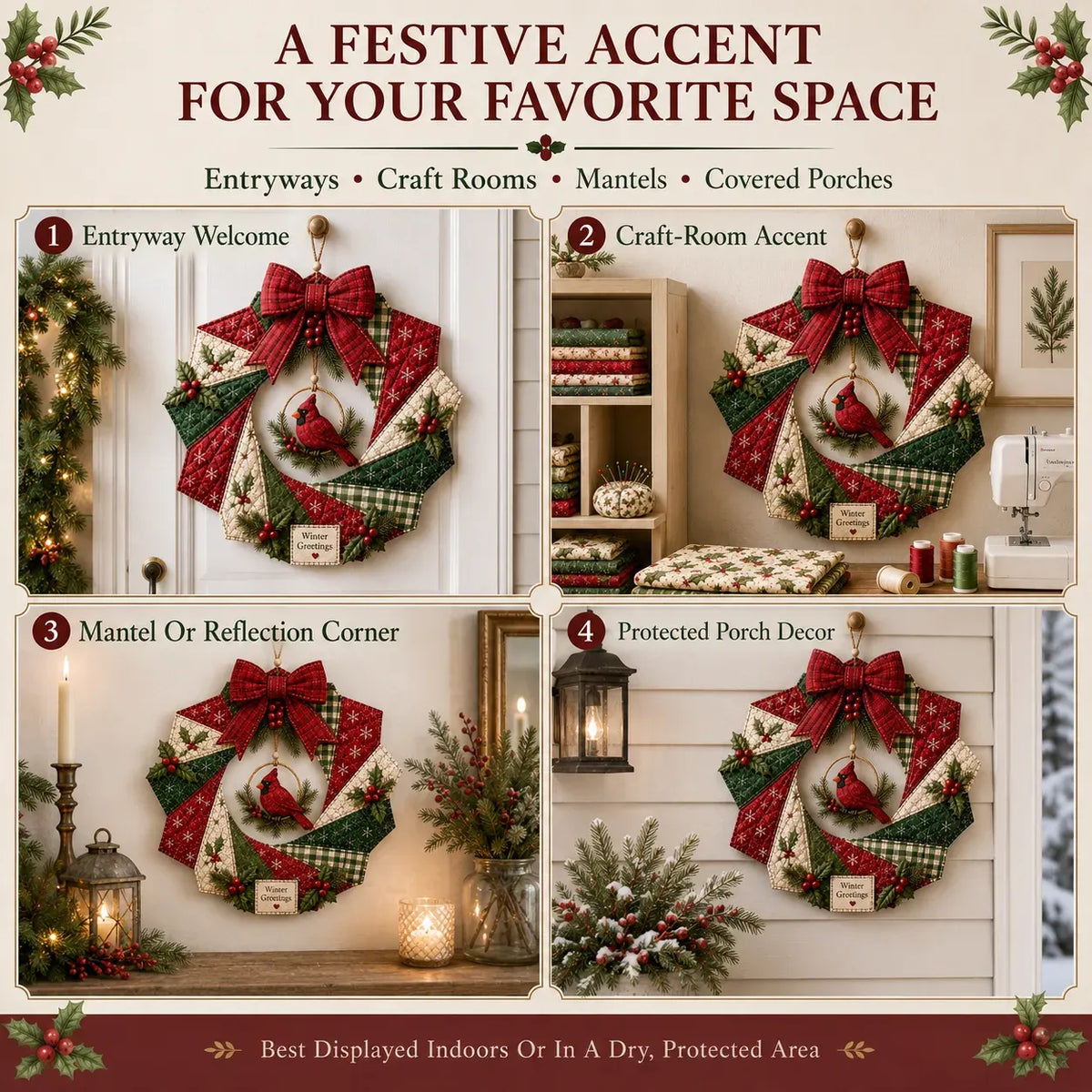 ⏳ Last Day 49% OFF – 🎄Beginner-Friendly DIY Christmas Fabric Wreath Kit Collection | Complete Kit with Coordinated Fabrics, Wreath Materials & Step-by-Step Guide Included 💕