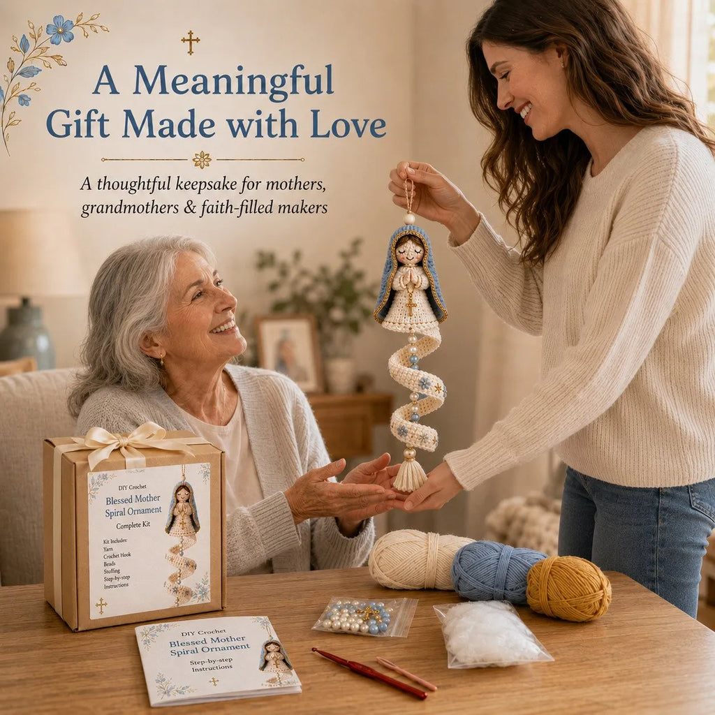 🔥Last Day 49% OFF - 🙏🧵DIY Crochet Blessed Mother Spiral Hanging Ornament Kit