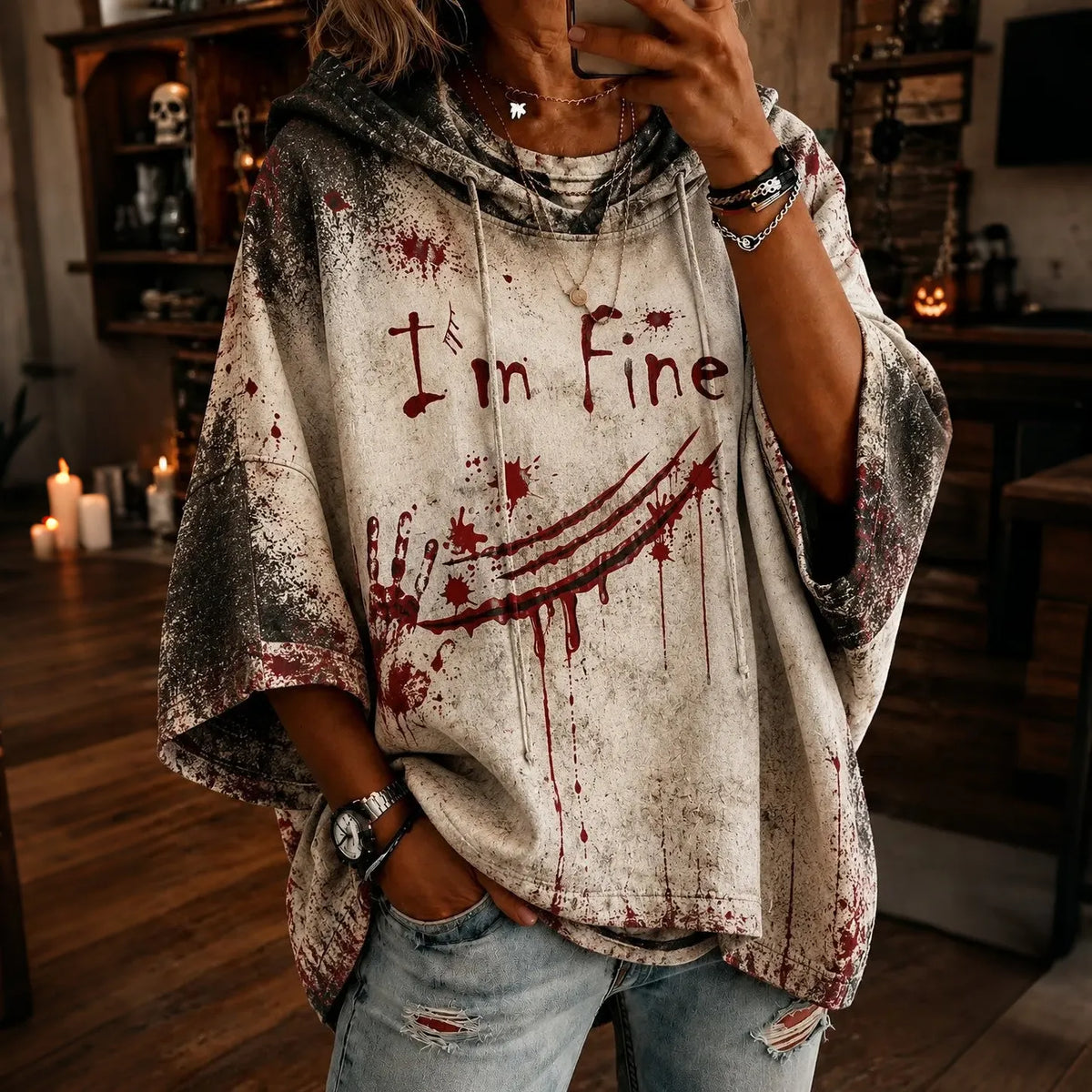 Women's I'm Fine Printed Hoodie