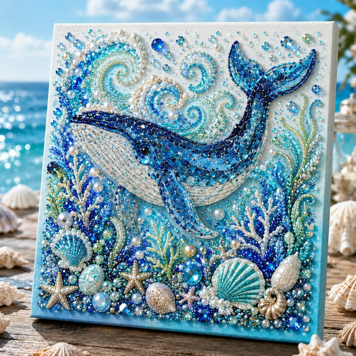 💥 Last Day 49% OFF - 🌊💙 Ocean Theme Pearl Art DIY Kit – Relaxing DIY Craft to Create Stunning Coastal Artwork