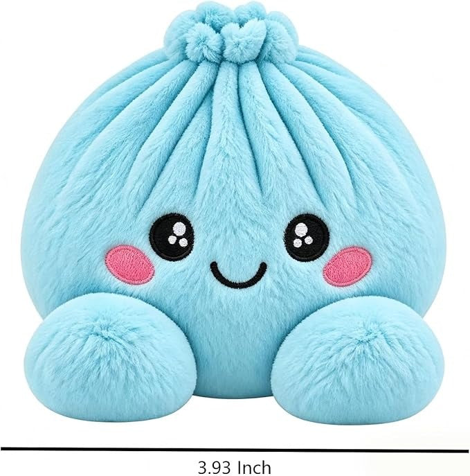 Cute Rainbow Dumpling Squishy – Soft Plush Stress Relief Squeeze Toy with Steamer