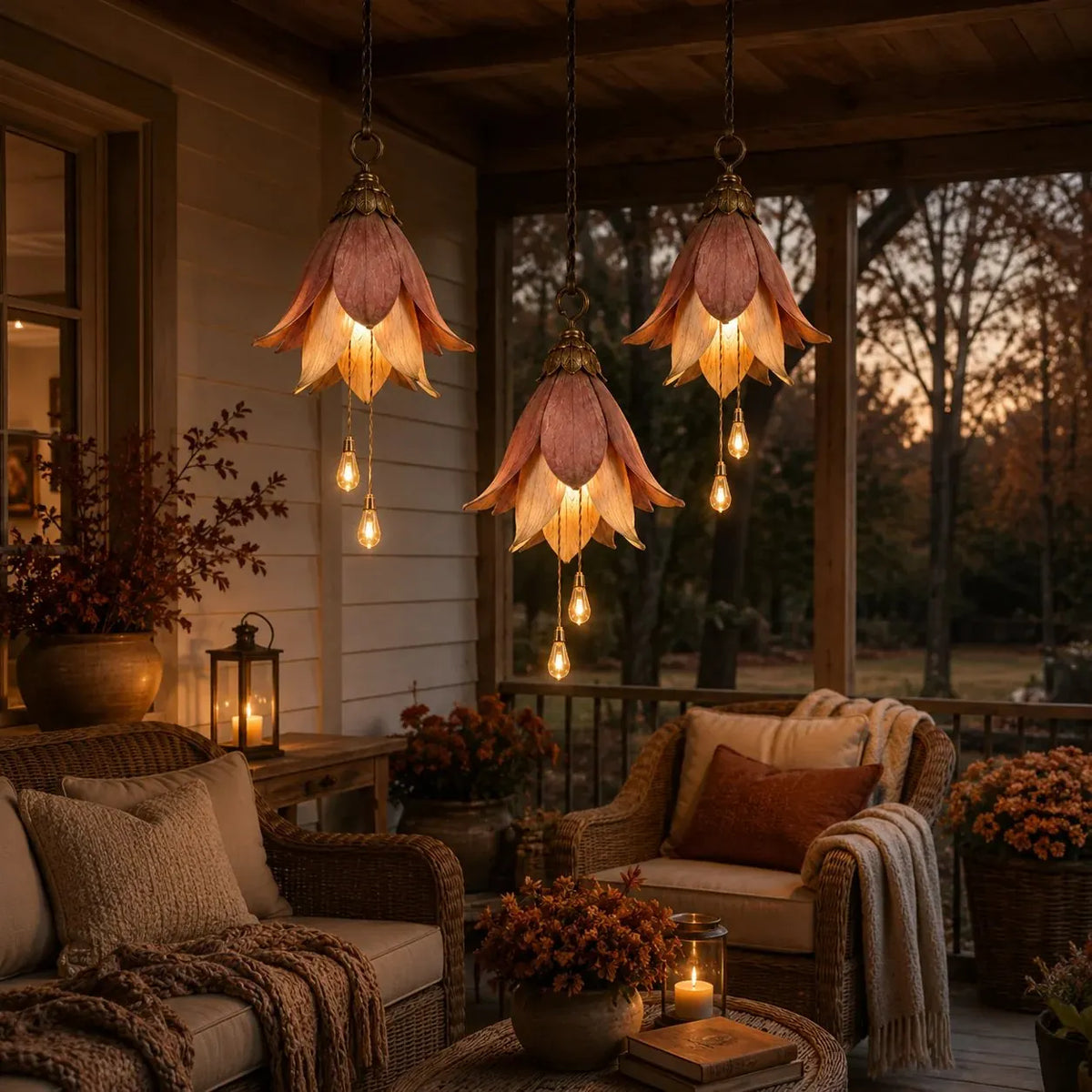 🌸🏠Vintage Hanging Flower Lights – Warm Glow Garden & Patio Decor