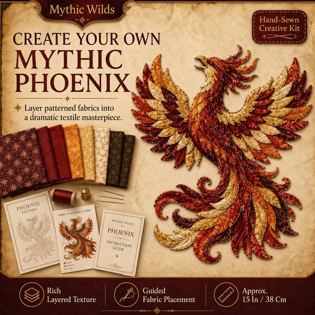 🎉🌙 Beginner-Friendly Mythic Wilds DIY Layered Patchwork Art Kit | Complete Kit with Patterned Fabrics, Sewing Materials & Step-by-Step Guide Included 💕