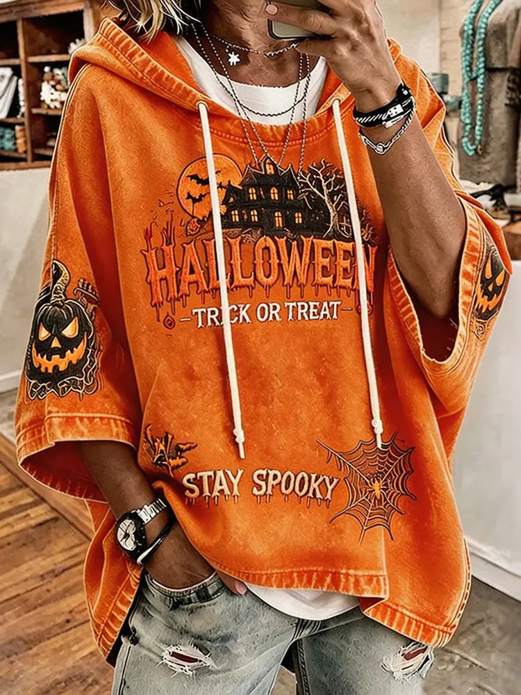 Women's Halloween Printed Art Print Hooded