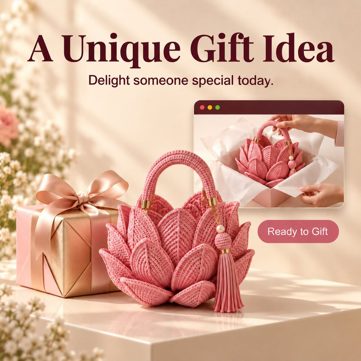 🌸👜 Trending 3D Crochet Petal Handbag