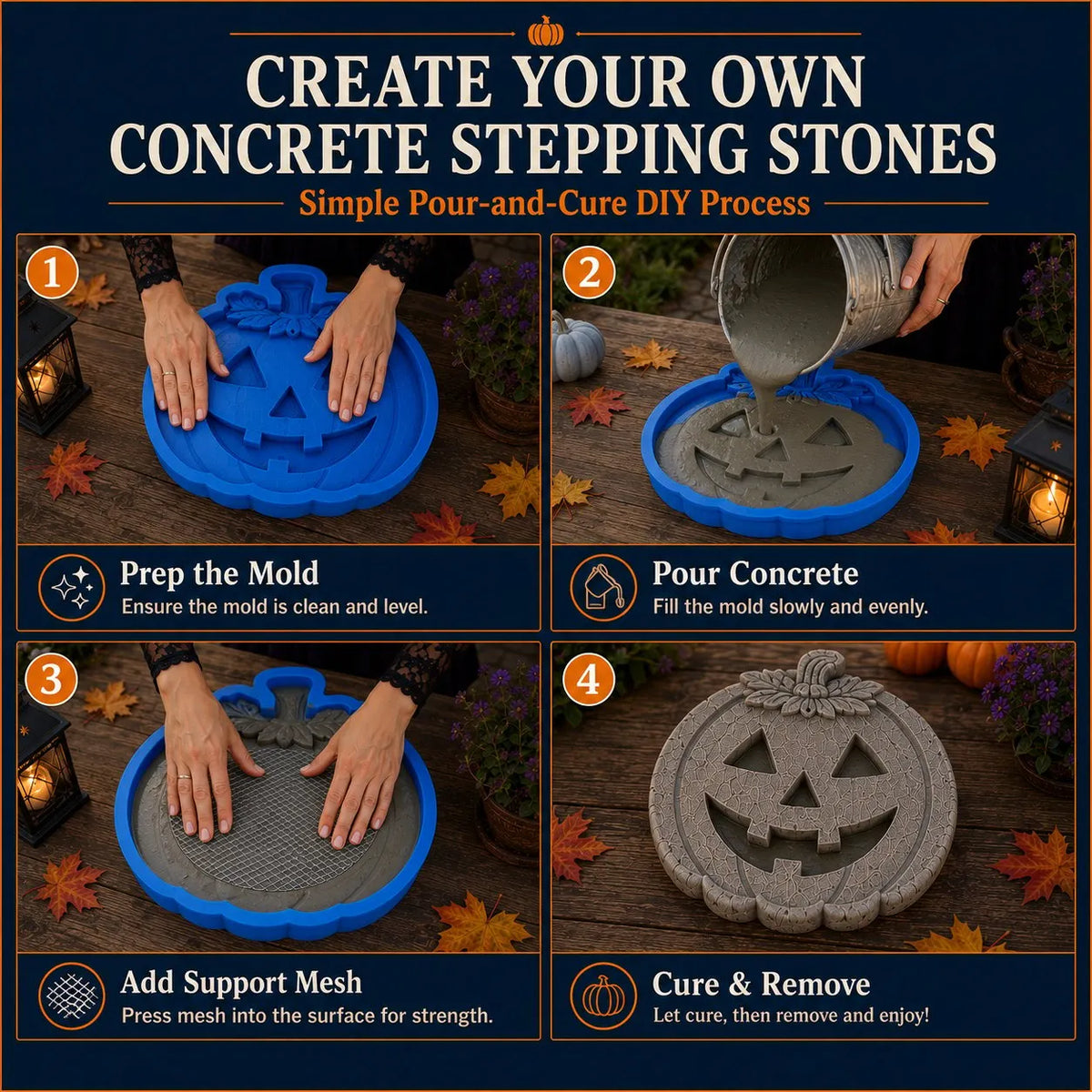 💥 LAST DAY 49% OFF - 🎃 Reusable Pumpkin Garden Stepping Stone Mold – Make Your Halloween Garden Truly One of a Kind (📦Buy 2 Free Shipping)
