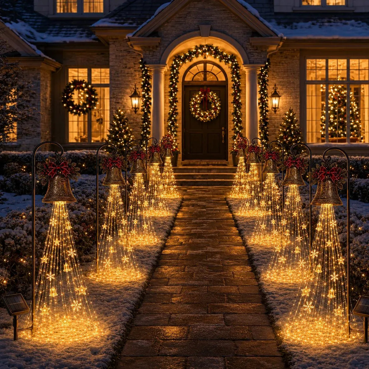🔥Buy 2 Get 20% OFF🔥🎄 Christmas Bell Cascade Solar Yard Light✨