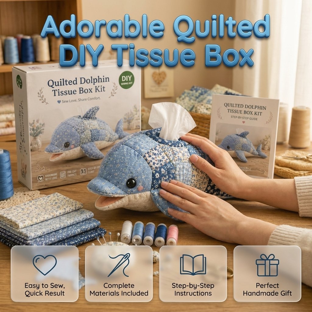 🧵 DIY Ocean Animal Tissue Box Sewing Kit – Fun Animal & Ocean Friends! 🌟
