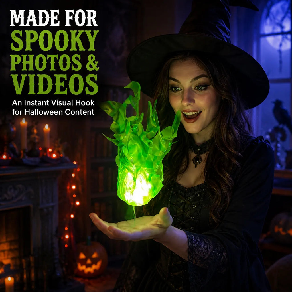 🔥 Floating Magic Fireball LED Light Prop, 4 Colors Fake Flame Illusion Halloween Cosplay Photo Decor