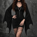 Women's Gothic Batwing Flare Sleeve V Neck Bodycon Dress – Halloween Costume