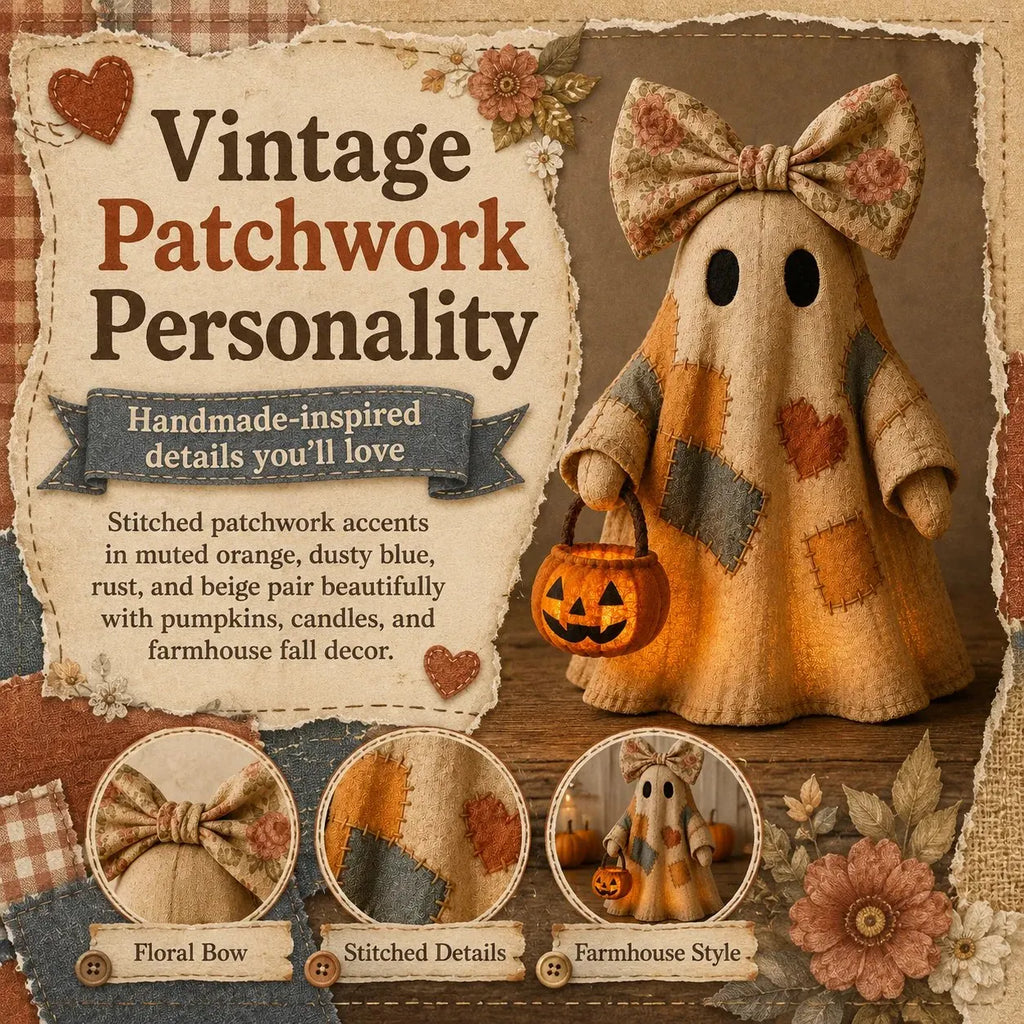 Lighted Vintage Patchwork Ghost