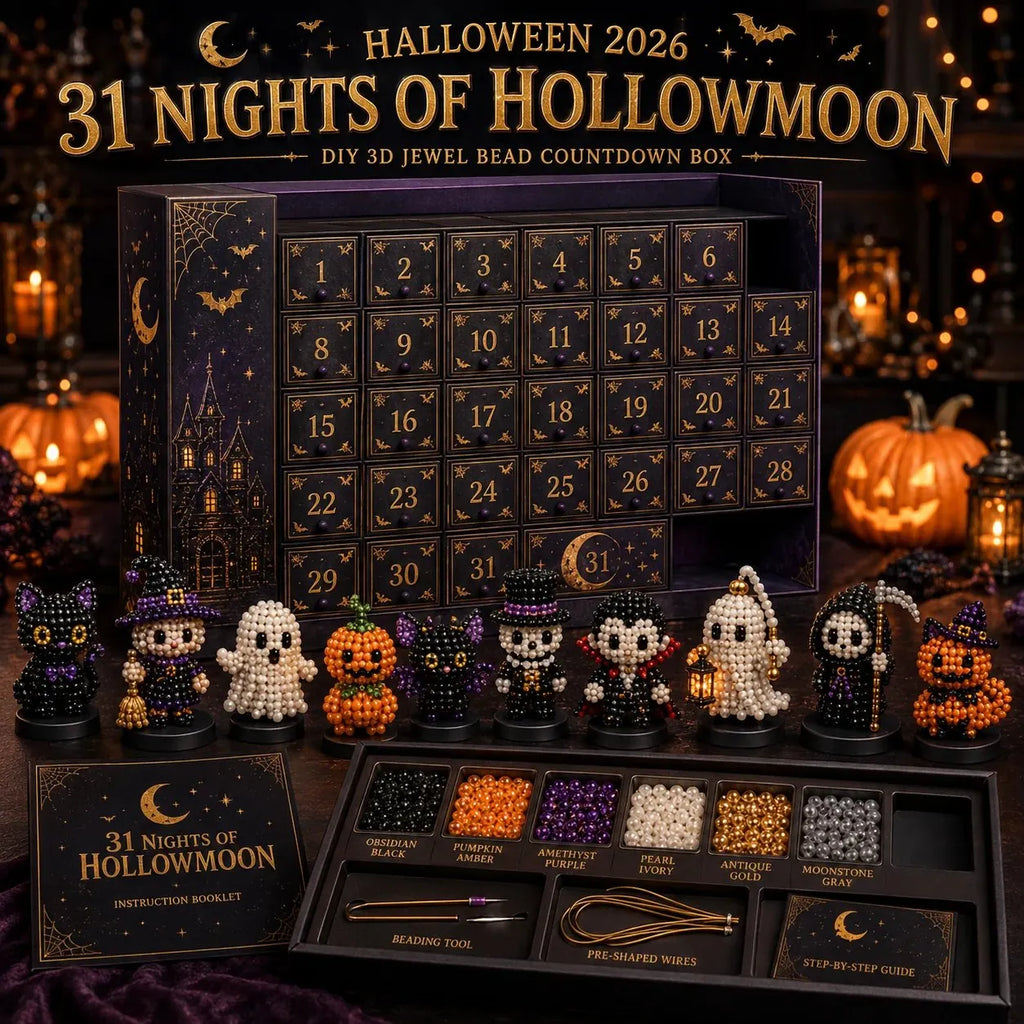 🔥HOT SALE🔥 LAST DAY 49% OFF – 🎃 Hollowmoon 31-Night Jewel-Bead Countdown Calendar | 31 Daily DIY Characters, Complete Craft Supplies & Midnight Parade Display 💎✨