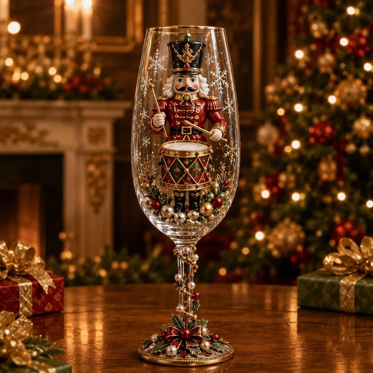 🎁🎭 Nutcracker-Inspired Christmas Collector Champagne Glass Set